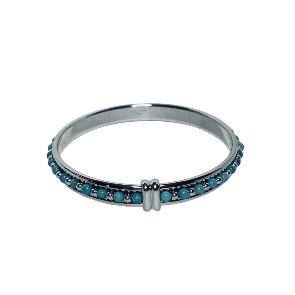 Bronze Milor Italy Silver Tone And Faux Turquois Bracelet (6210)